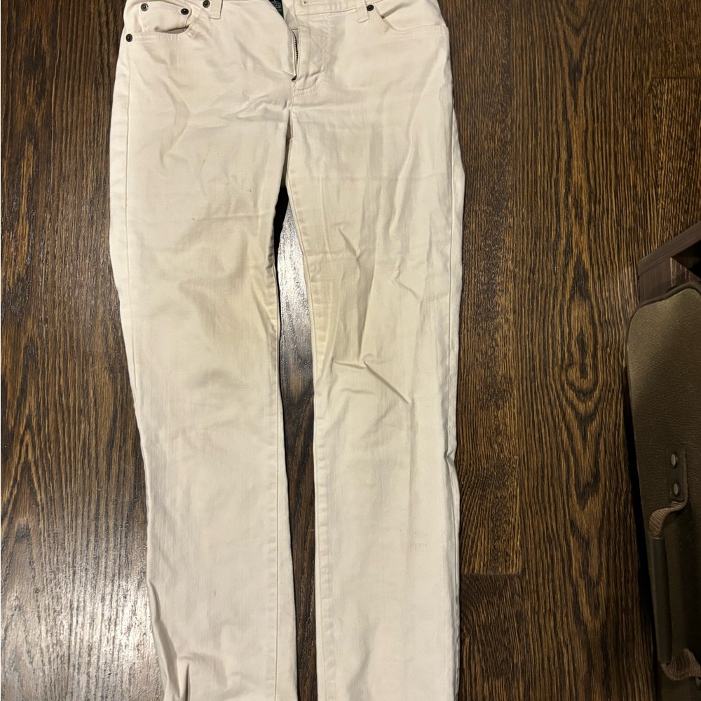 Women's Cream Straight Leg Jeans